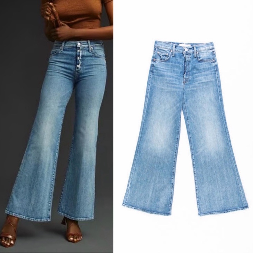 MOTHER The Fly Cut Tomcat Roller High-Rise Wide-Leg Jeans -Crashing.NWT. Size 31